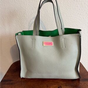 kate spade Light Gray Tote with Green Interior